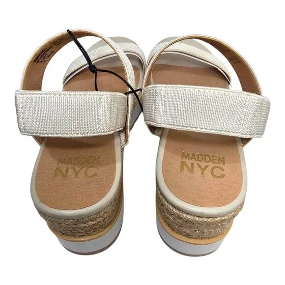 Madden NYC Wedge Strappy Pull-On Sandals Women’s Size 10 Talla Natural White - Picture 7 of 11
